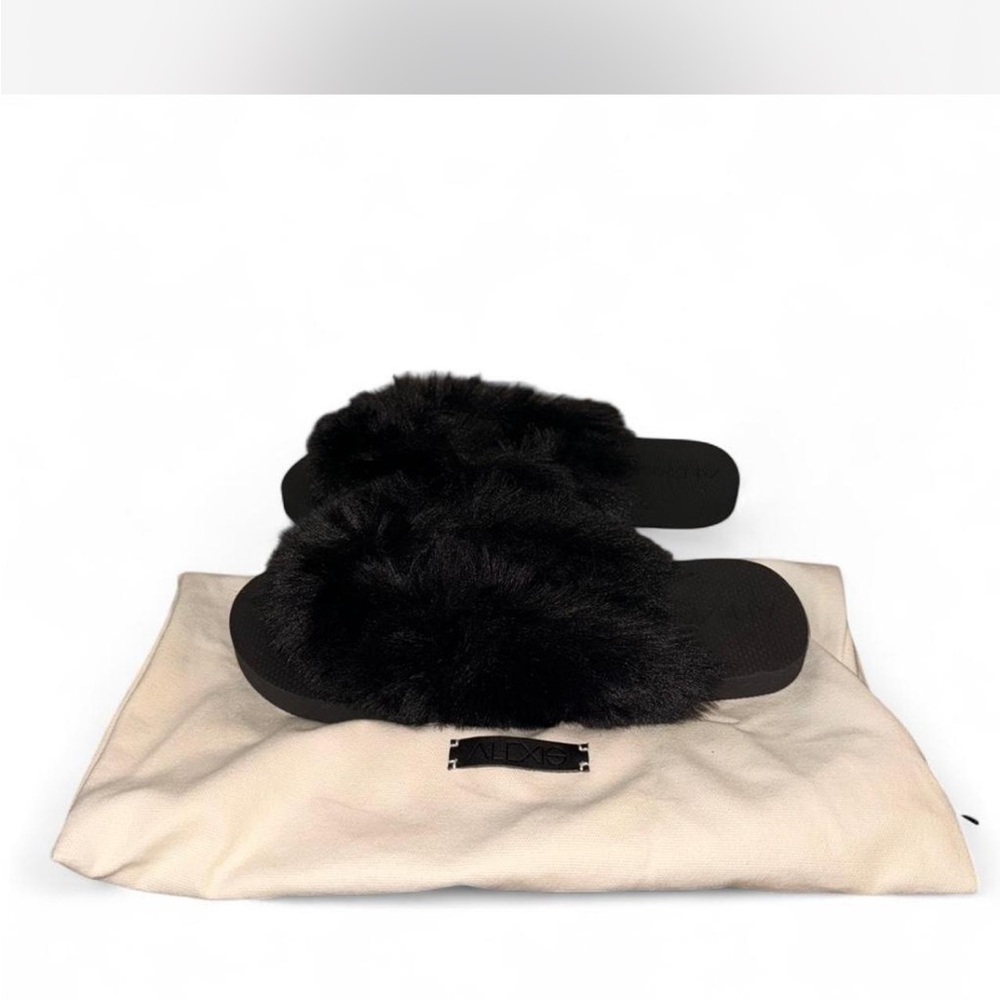 Alexis Black Fur Slide Sandals